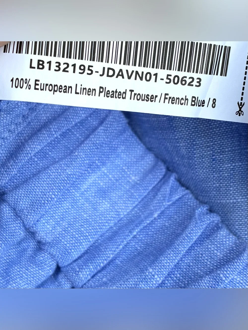 Quince European Linen Pleated Blue Trouser Sz 8